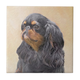 English Toy Spaniel Painting Original Animal Art Ceramic Tile