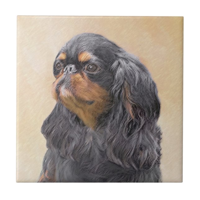 English Toy Spaniel Painting Original Animal Art Ceramic Tile (Front)