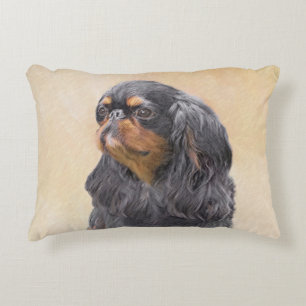 English Toy Spaniel Painting Original Animal Art Decorative Cushion