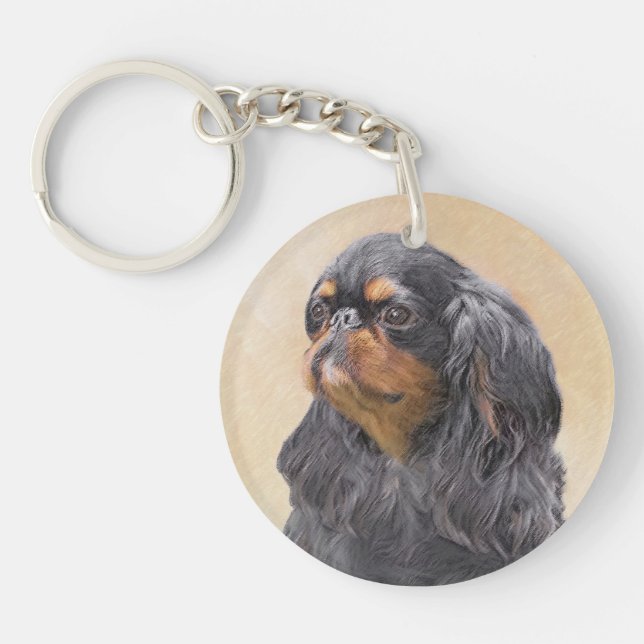 English Toy Spaniel Painting Original Animal Art Key Ring (Front)