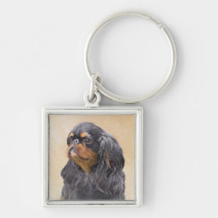 English Toy Spaniel Painting Original Animal Art Key Ring