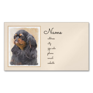 English Toy Spaniel Painting Original Animal Art Magnetic Business Card