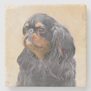 English Toy Spaniel Painting Original Animal Art Stone Coaster