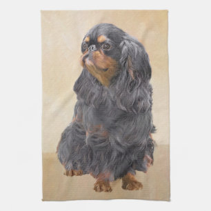 English Toy Spaniel Painting Original Animal Art Tea Towel