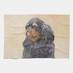 English Toy Spaniel Painting Original Animal Art Tea Towel