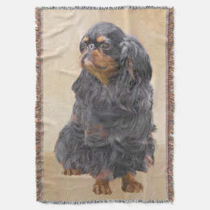 English Toy Spaniel Painting Original Animal Art Throw Blanket