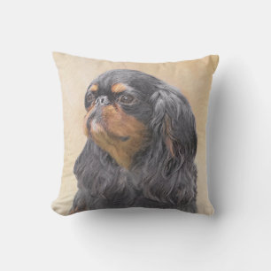 English Toy Spaniel Painting - Original Dog Art Cushion