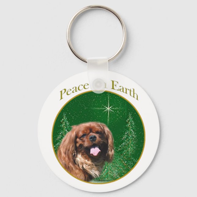 English Toy Spaniel Peace Key Ring (Front)