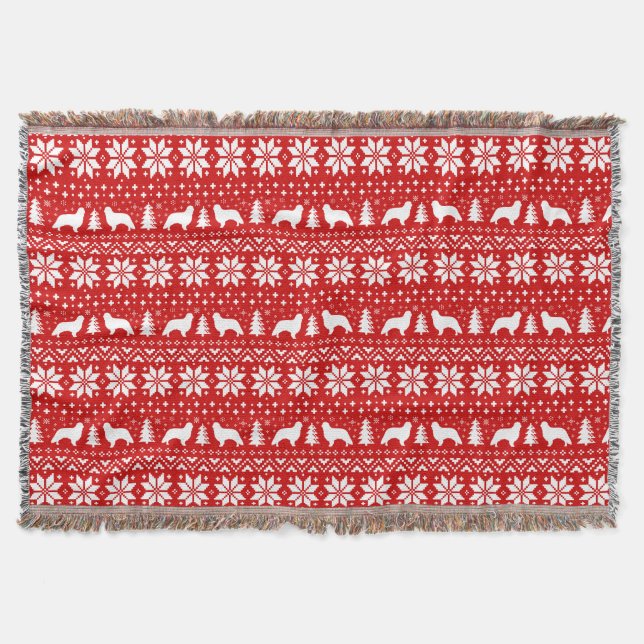 English Toy Spaniel Silhouettes Christmas Pattern Throw Blanket (Front)