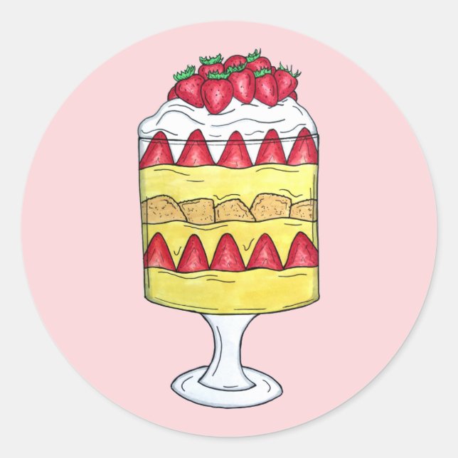 English Trifle Fruit Custard Dessert British Food Classic Round Sticker (Front)