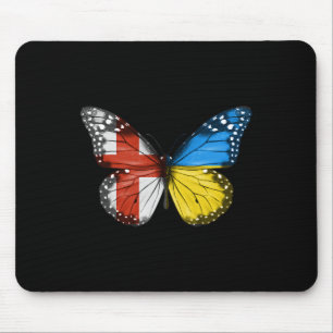 English Ukrainian Flag Butterfly England Ukraine Mouse Pad
