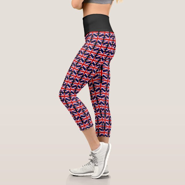 English Union Jack flag high waist capri leggings (Left)