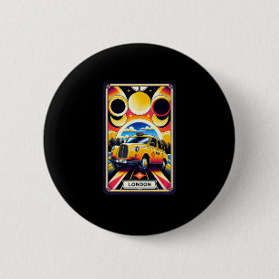 English Vacation And Black London Cab  6 Cm Round Badge