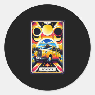 English Vacation And Black London Cab Classic Round Sticker