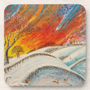 English Winters Day Christmas Coaster