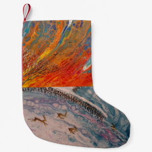English Winters Day Christmas Hares Small Christmas Stocking