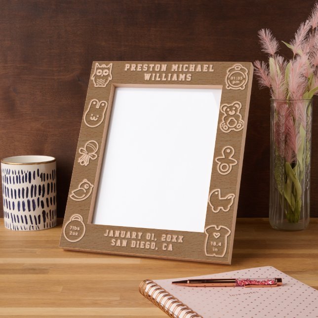 Engraved Baby Birth Stats Personal Picture Frame (Left)