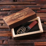 Engraved Box with Brown Leather & Steel Keychain<br><div class="desc">Classic leather key chain available in black or brown. We can engrave anything you want.</div>