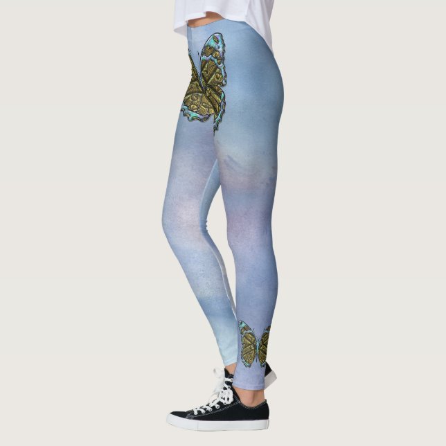 Engraved Butterfly 3 Options Leggings (Left)