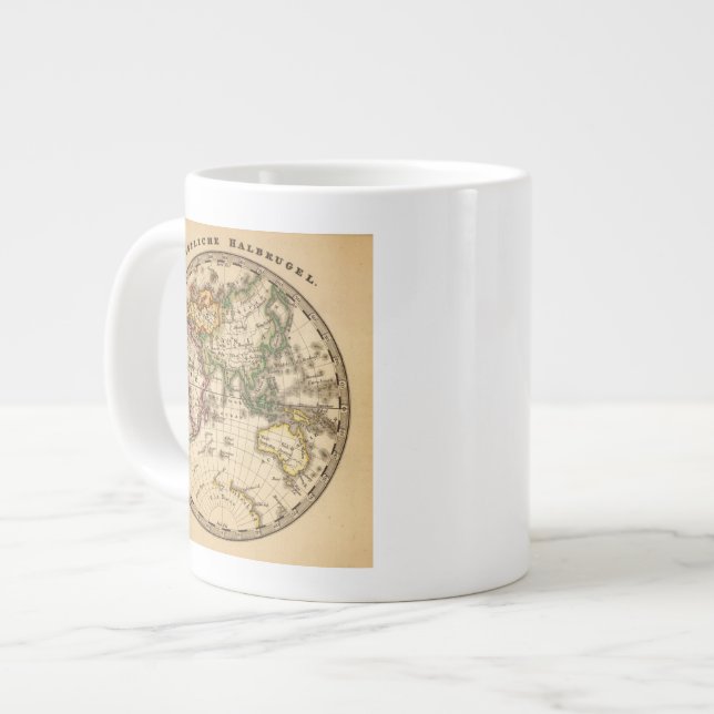Engraved Eastern Hemisphere Map Large Coffee Mug (Front Left)