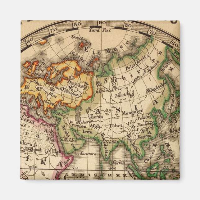 Engraved Eastern Hemisphere Map Magnet (Front)