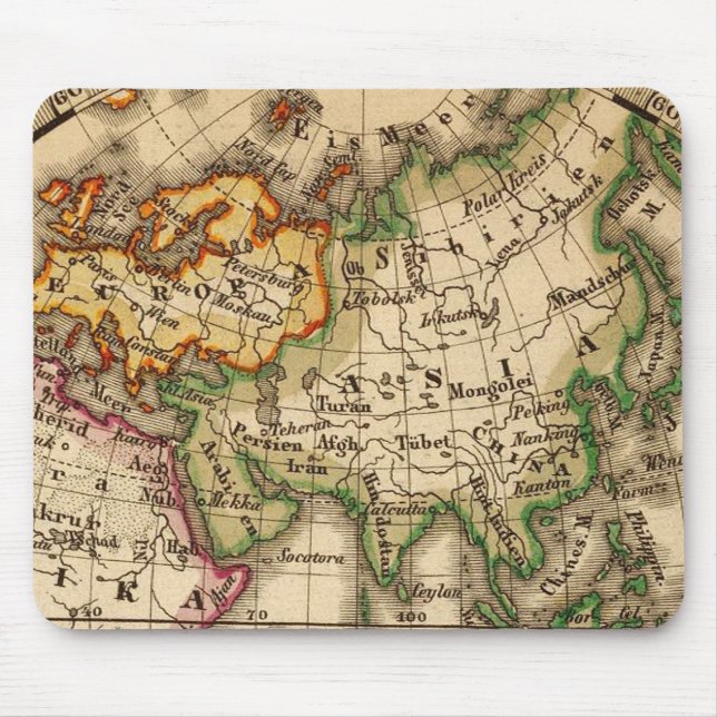 Engraved Eastern Hemisphere Map Mouse Pad (Front)