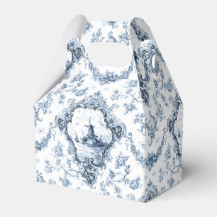 Engraved Floral Toile w/Windmill & Boats-Blue Favour Box
