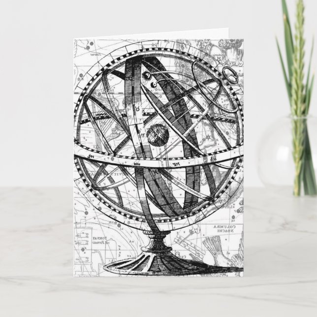 Engraved globe earth vintage intricate retro map card (Front)