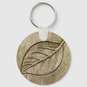 Engraved leaf key ring