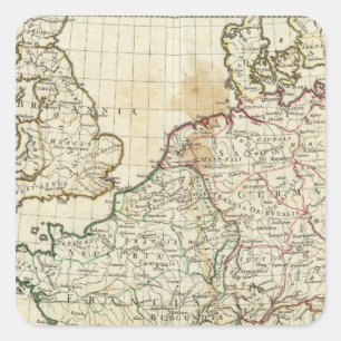 Engraved Map of Europe Square Sticker