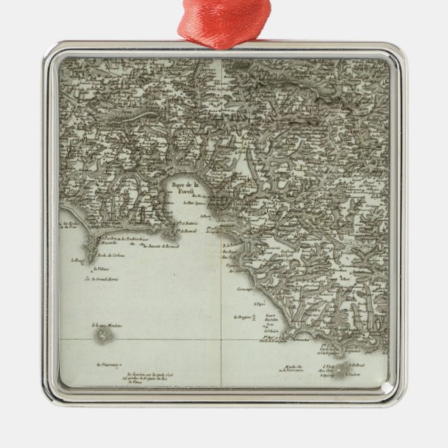 Engraved map of France 2 Metal Tree Decoration (Front)