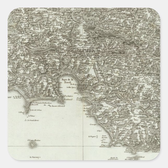 Engraved map of France 2 Square Sticker (Front)