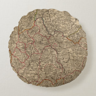 Engraved map of France Round Cushion
