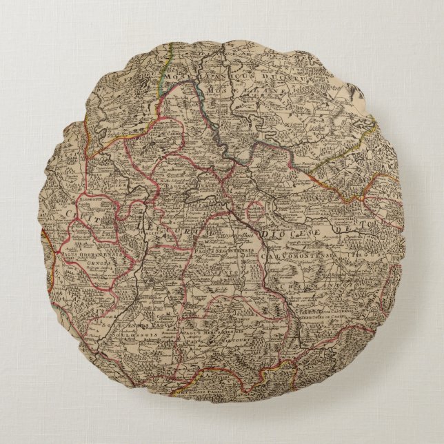 Engraved map of France Round Cushion (Front)