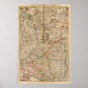 Engraved map of Germany's forests Poster