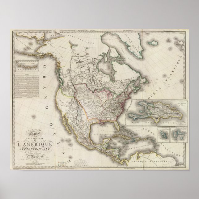 Engraved Map of North America Poster (Front)