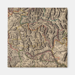 Engraved map of Rhine River Valley Magnet
