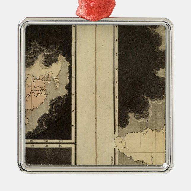 engraved maps of the world metal ornament (Front)