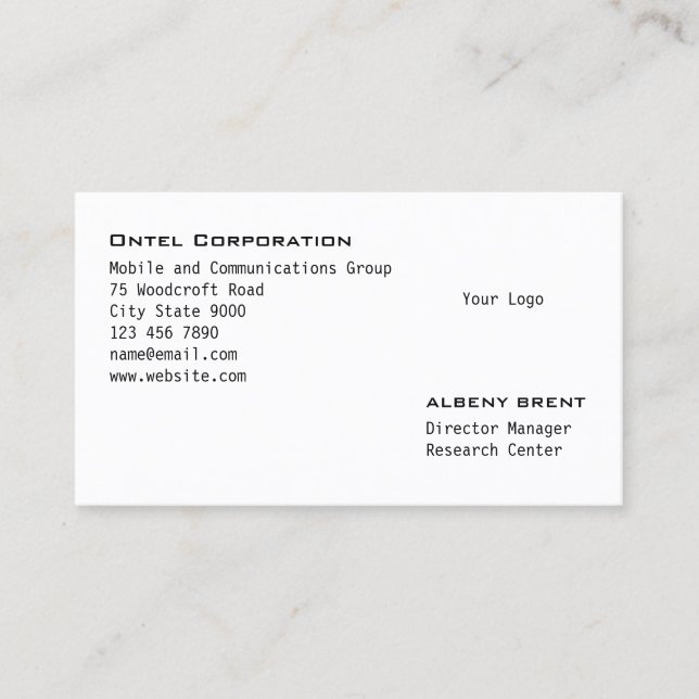 Engraved Minimalist Logo Business Card (Front)