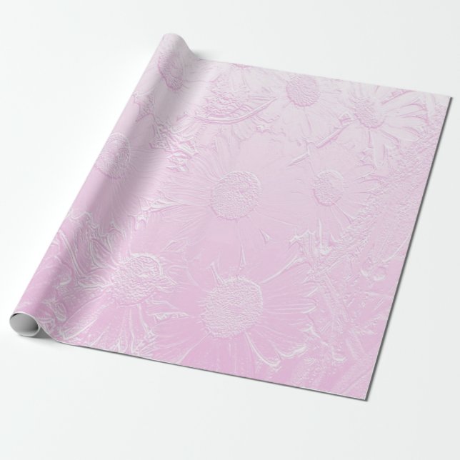Engraved pink floral wrapping paper (Unrolled)