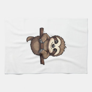 Engraved Sloth Tee Vintage Animal Art (2) Tea Towel