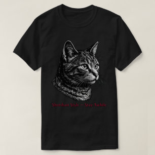 Engraved Tabby Cat Shorthair Style Art T-Shirt