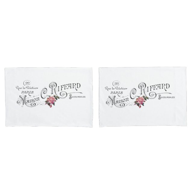 Engraved Vintage French Typography Pillowcase (Front-Set)