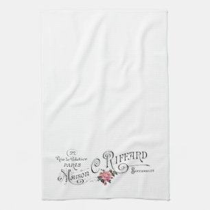 Engraved Vintage French Typography Tea Towel
