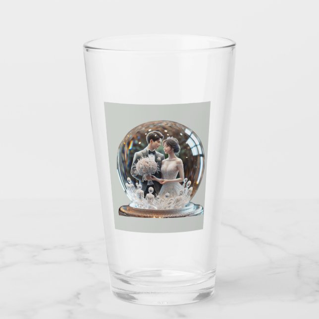 engraved wedding photo ball glass (Front)