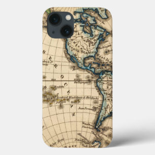 Engraved Western Hemisphere Map iPhone 13 Case