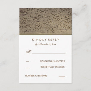 Engraved Wood Rustic Floral Wedding RSVP Cards