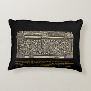 Engraving Queen Victoria's Silver Writing Box Decorative Cushion