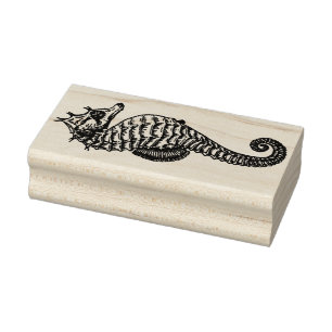 Engraving seahorse rubber stamp