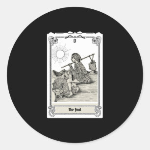 Engraving Tarot - The Fool O Classic Round Sticker